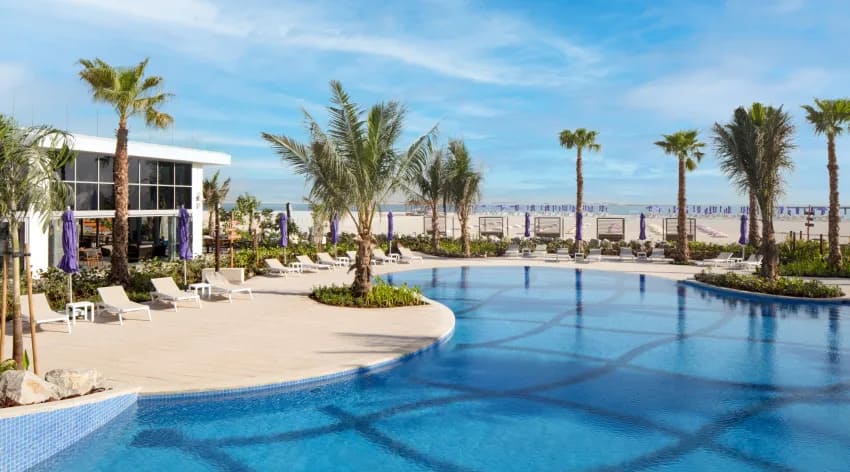 pool and beachfront at the Centara Mirage Beach Resort Dubai