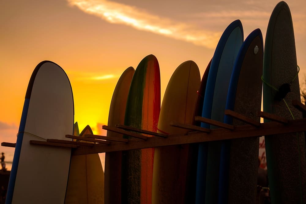 Surfboards on a beach in Phuket, Thailand