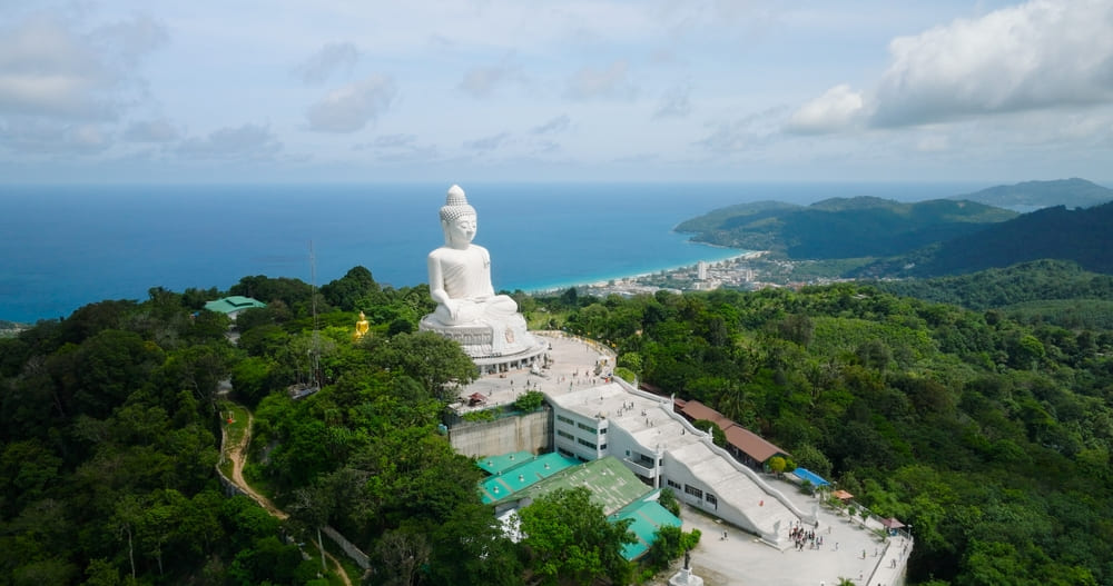 An aerial view of the Big Buddha statue in Phuket